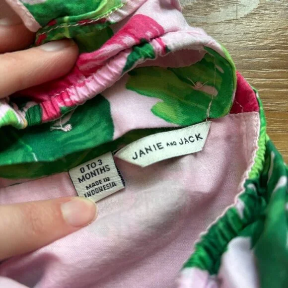 Janie and Jack Baby Tropical Flamingo Ruffle Romper - Picture 2 of 10